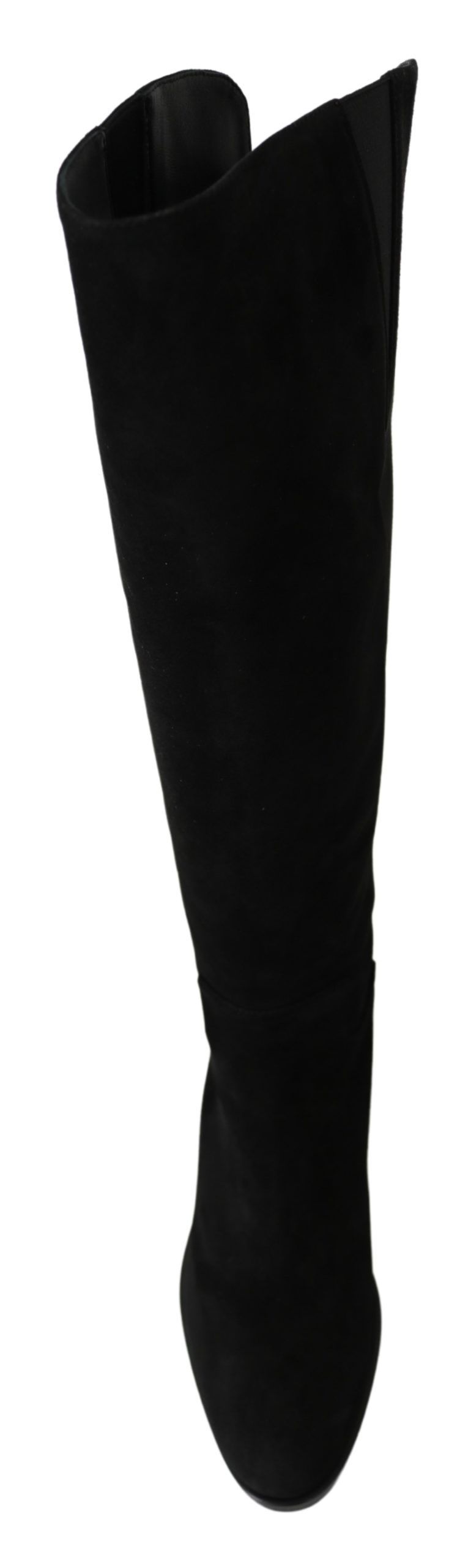 Dolce & Gabbana Black Suede Knee High Flat Boots Shoes