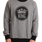 Dolce & Gabbana Gray Crown King Cotton Pullover Sweater
