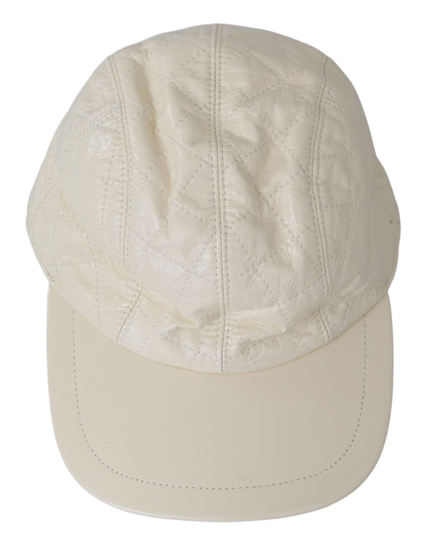 Dolce & Gabbana Elegant White Lambskin Leather Baseball Cap