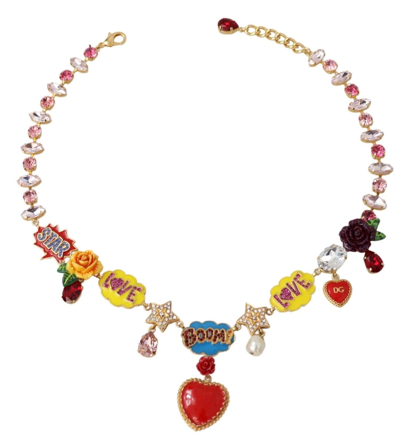 Dolce & Gabbana Chic Gold Tone Crystal Charm Necklace