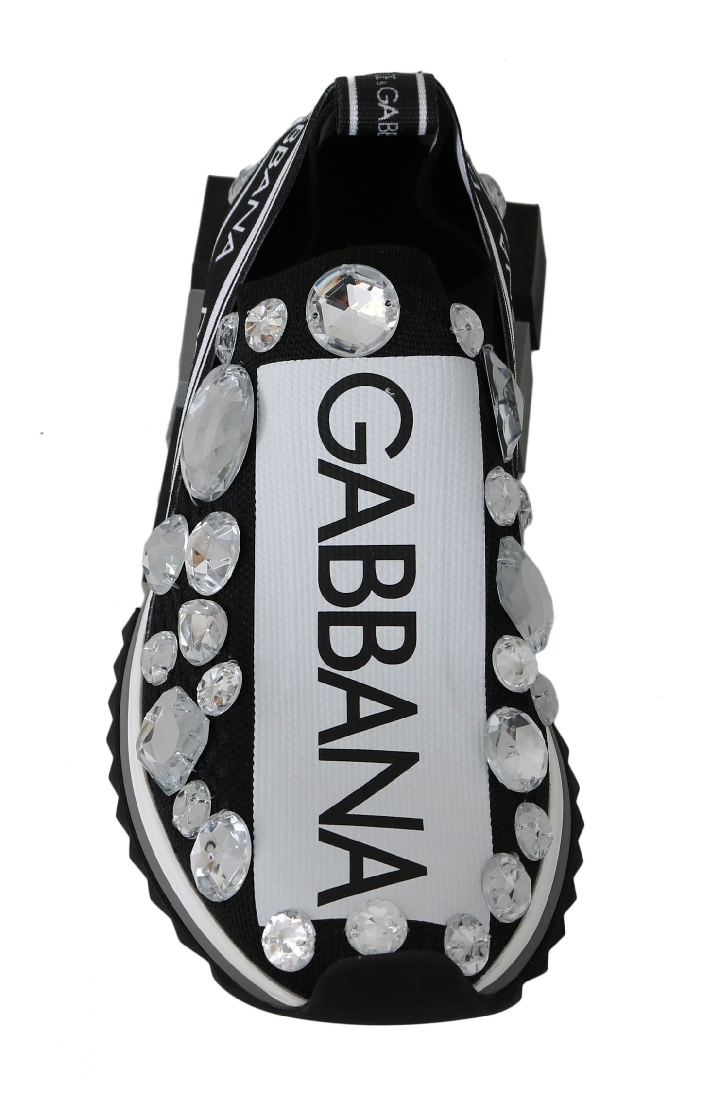 Dolce & Gabbana Black White Crystal Women's Sneakers Shoes