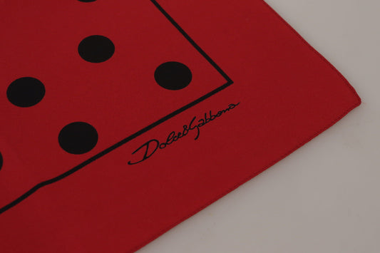 Dolce & Gabbana Elegant Red Polka Dot Silk Square Scarf