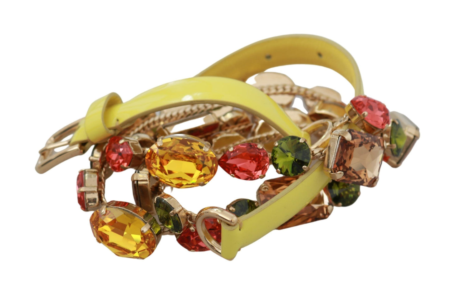 Dolce & Gabbana Yellow Gold Multicolor Crystals Waist Belt