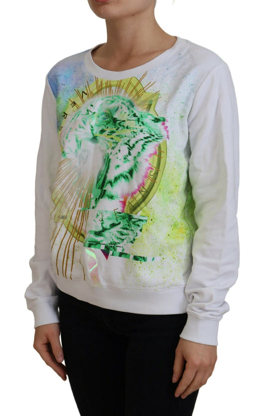 Versace Jeans White Graphic Print Long Sleeves Sweater
