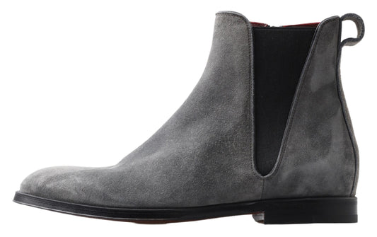 Dolce & Gabbana Elegant Gray Chelsea Leather Boots