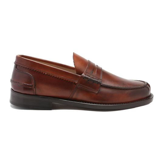 Saxone of Scotland Natural Calf Leather Mens Loafers Shoes