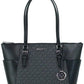 Michael Kors Charlotte Black PVC Leather Large Top Zip Tote Handbag Bag Purse