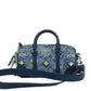 MCM Boston Mini Blue Vintage Jacquard Logo Fabric Satchel Crossbody Handbag