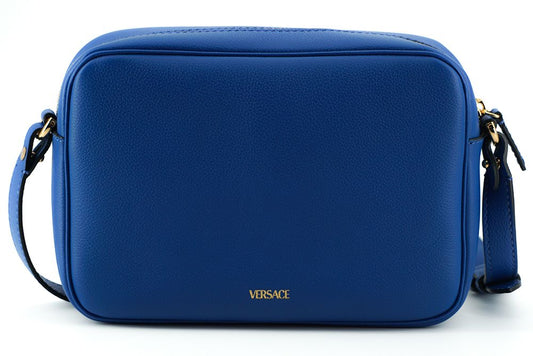 Versace Elegant Blue Calf Leather Camera Case Bag