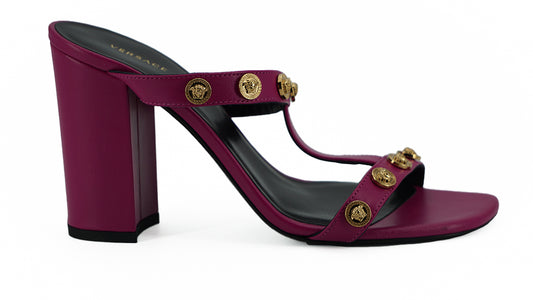 Versace Purple Calf Leather High Heel Sandals