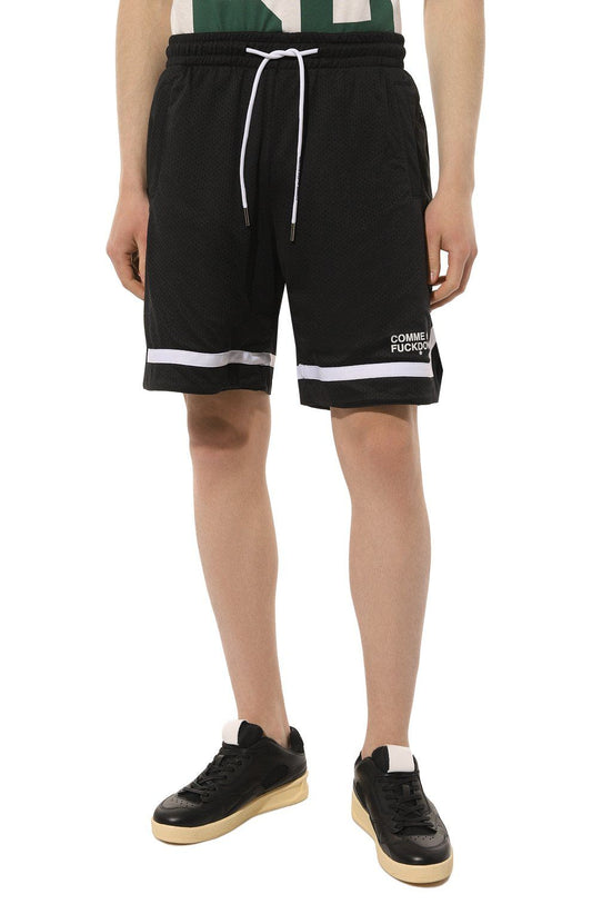 Comme Des Fuckdown Sleek Black Bermuda Shorts with Logo Detail