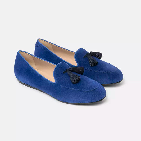 Charles Philip Blue Leather Flat Shoe