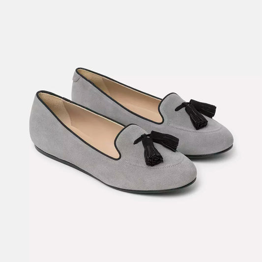 Charles Philip Gray Leather Flat Shoe