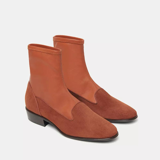 Charles Philip Elegant Suede Ankle Boots in Rich Brown