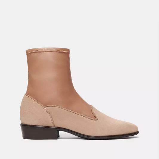 Charles Philip Elegant Suede Ankle Boots in Beige