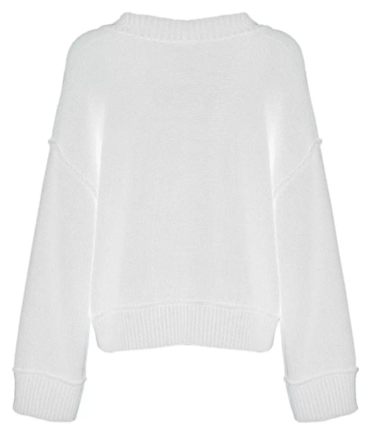 Imperfect White Polyester Sweater