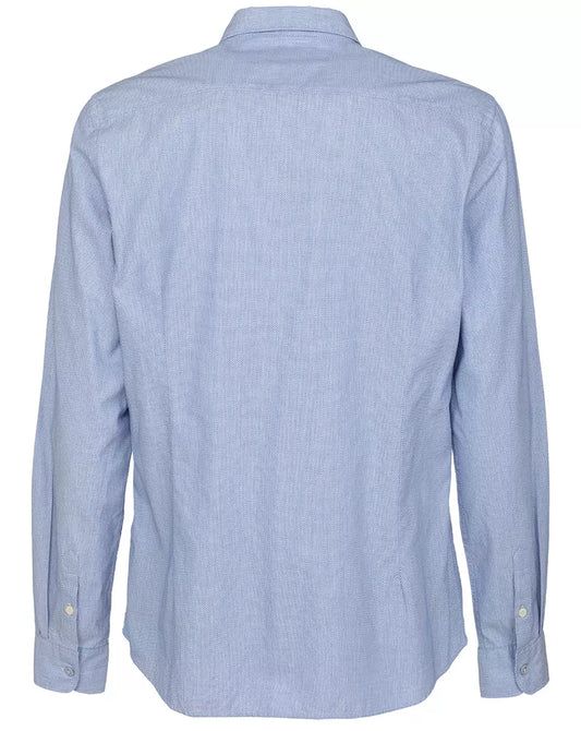 Fred Mello Chic Blue Dot Patterned Button-Up Shirt