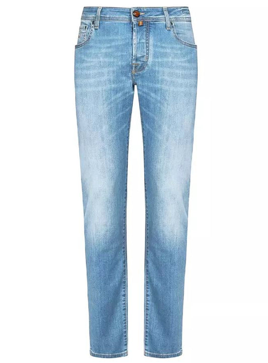 Jacob Cohen Elegant Faded Light Blue Stretch Jeans