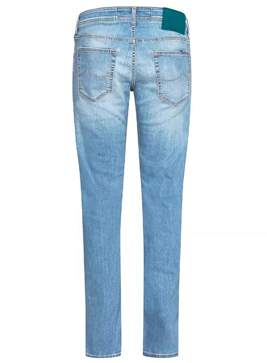 Jacob Cohen Elegant Faded Blue Stretch Jeans