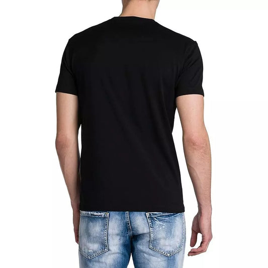 Dsquared² Sleek Black Graphic Tee for the Modern Man