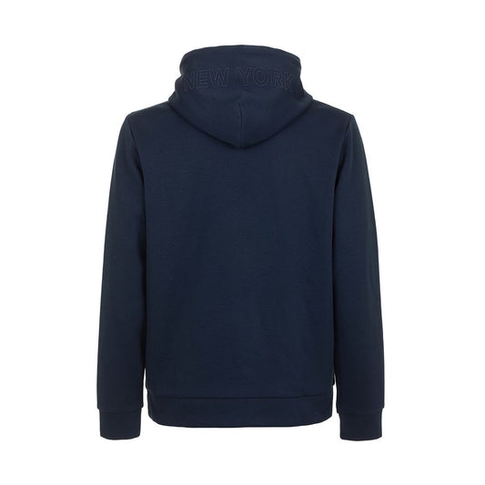 Fred Mello Soft Cotton-Blend Blue Hoodie with Logo Design