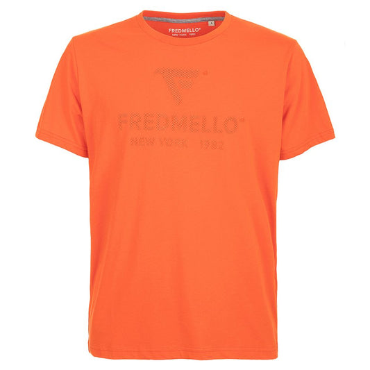 Fred Mello Orange Cotton Logo Tee for the Modern Man