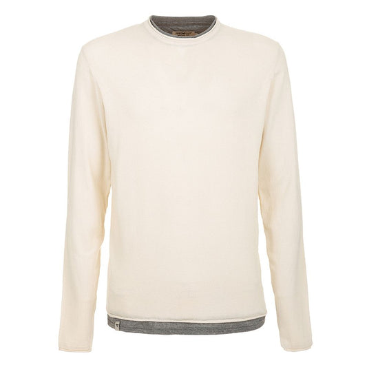 Fred Mello Chic Beige Long Sleeve Cotton Blend Sweater