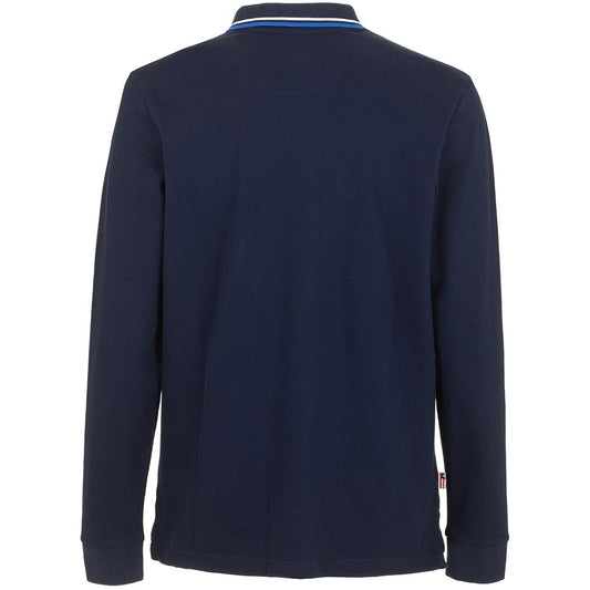 Fred Mello Chic Blue Cotton Long-Sleeved Polo