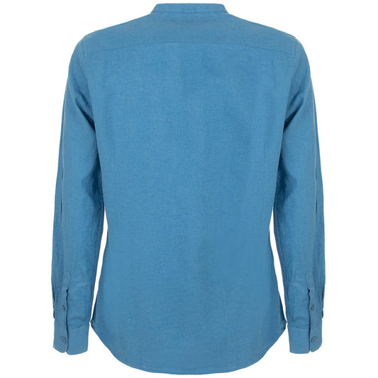 Fred Mello Elegant Light Blue Linen-Cotton Blend Shirt