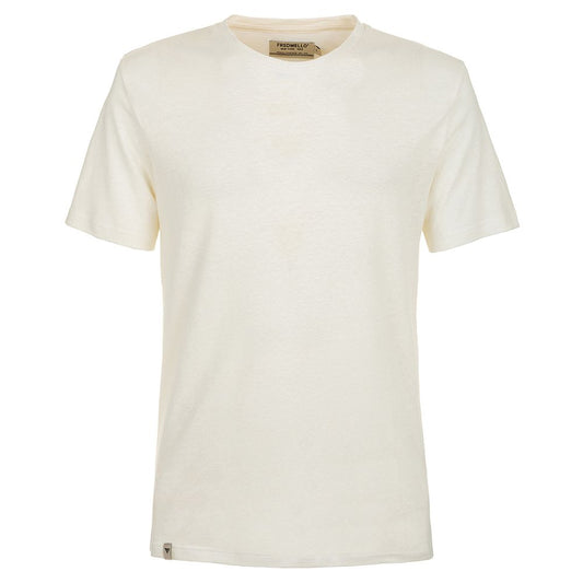 Fred Mello Elegant White Linen-Cotton Blend T-Shirt
