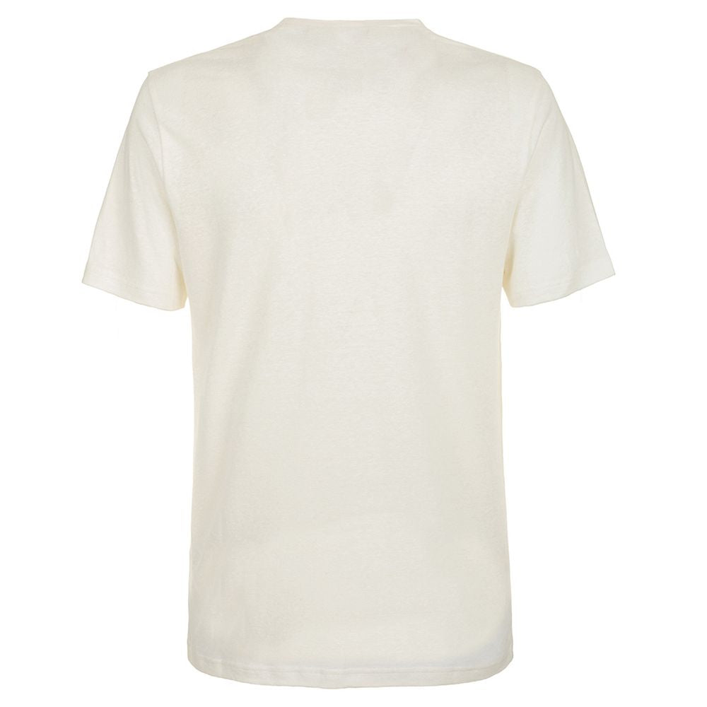Fred Mello Elevated White Linen-Cotton Blend Tee