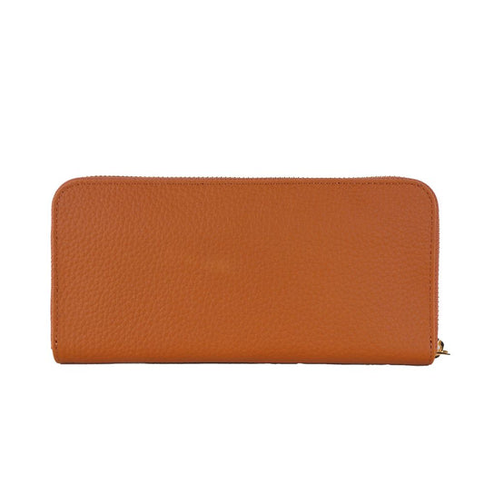 Baldinini Trend Elegant Orange Leather Wallet with Zipper