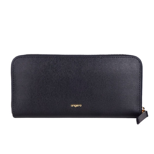 Ungaro Elegant Leather Zippered Wallet in Classic Black