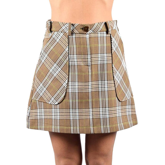 Patrizia Pepe Chic Tartan Cotton Blend Mini Skirt