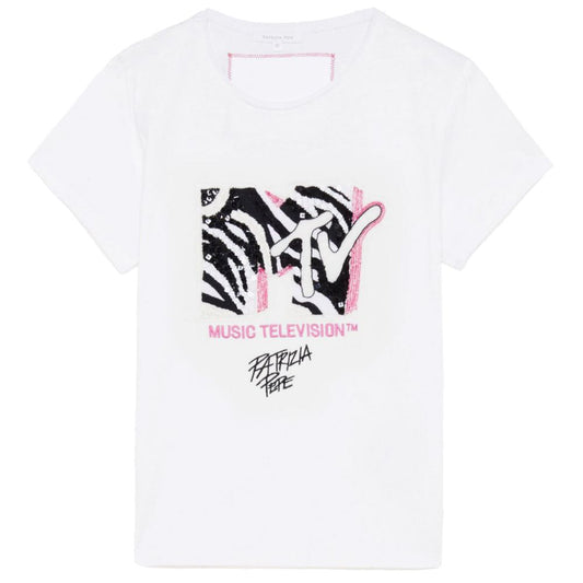 Patrizia Pepe Sequin-Embellished MTV Logo Cotton Tee