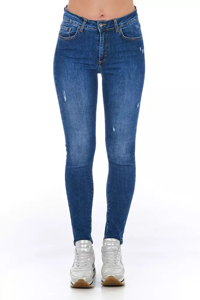 Frankie Morello Stylish Worn Wash Denim Jeans