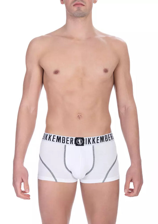 Bikkembergs Elevate Your Essentials with White Cotton Trunk Twin-Pack