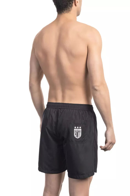 Bikkembergs Sleek Black Swim Shorts with Side Print