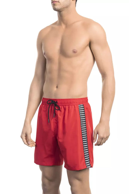 Bikkembergs Red Swim Shorts with Back Pocket Detail