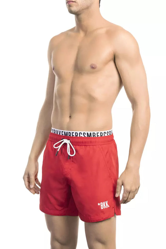 Bikkembergs Red Swim Shorts with Branded Waistband