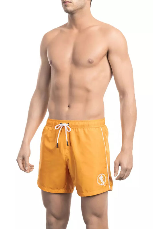 Bikkembergs Vibrant Orange Men's Swim Shorts With Front Print