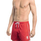 Bikkembergs Sleek Red Swim Shorts with Dynamic Front Print