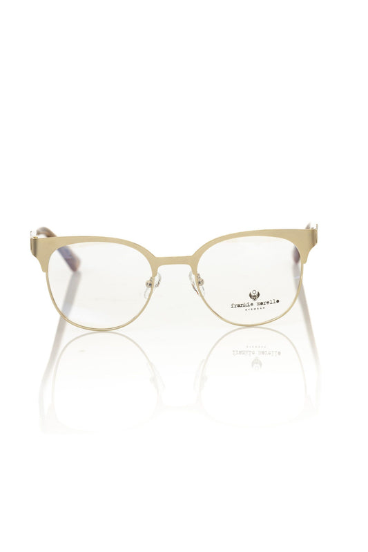 Frankie Morello Geometric Gold-Tone Clubmaster Eyeglasses