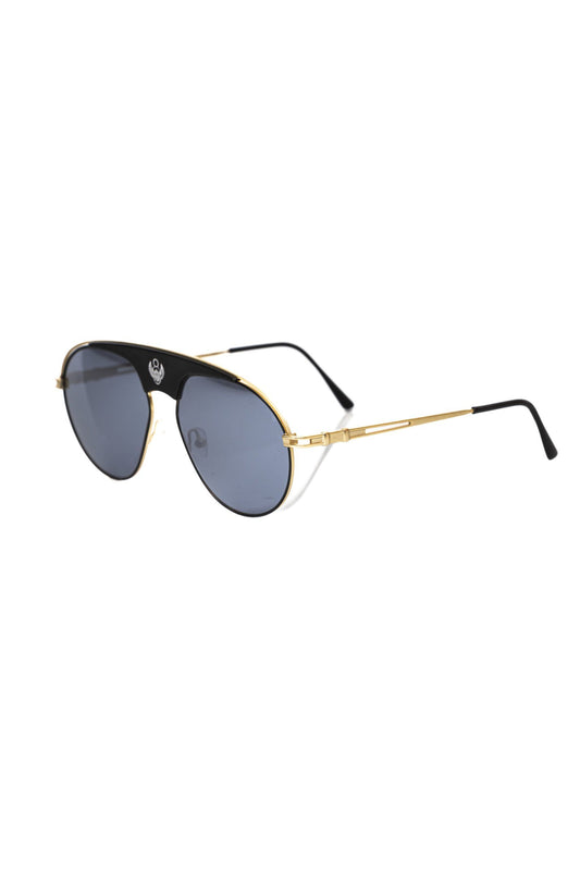 Frankie Morello Sleek Metallic Shield Sunglasses with Smoke Gray Lens