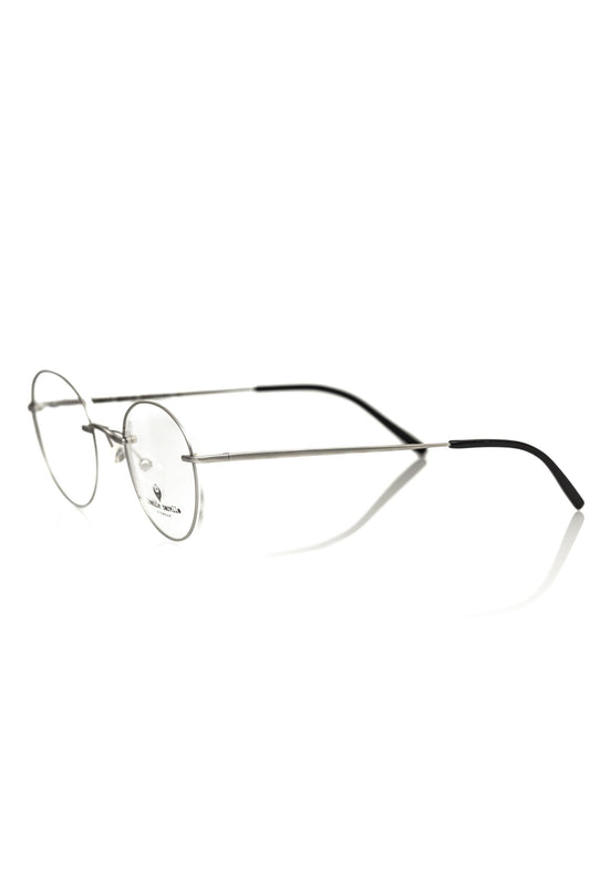 Frankie Morello Silver-Toned Round Metallic Eyeglasses