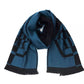 Philipp Plein Elegant Fringed Blue Wool-Blend Scarf
