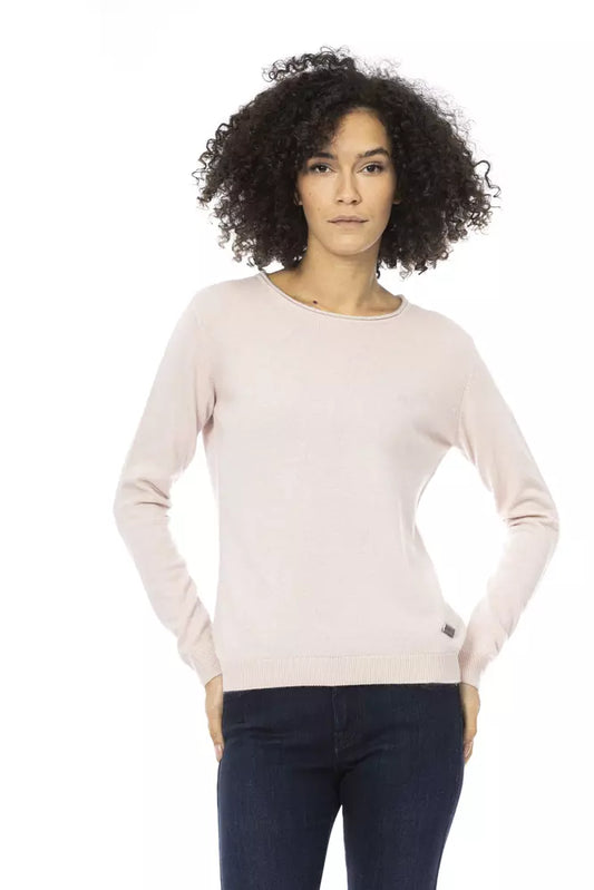 Baldinini Trend Chic Pink Crew Neck Wool-Blend Sweater