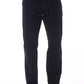 Alpha Studio Chic Blue Cotton Pants with Contrast Stitching