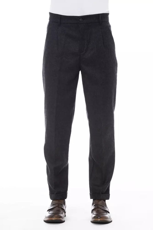 Alpha Studio Elegant Gray Wool Blend Trousers