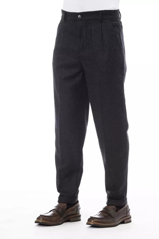 Alpha Studio Elegant Gray Wool Blend Trousers